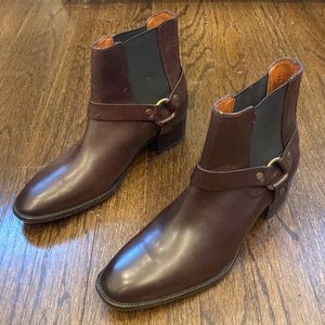 Frye Dara Harness Chelsea Boot in Dark Brown Leather